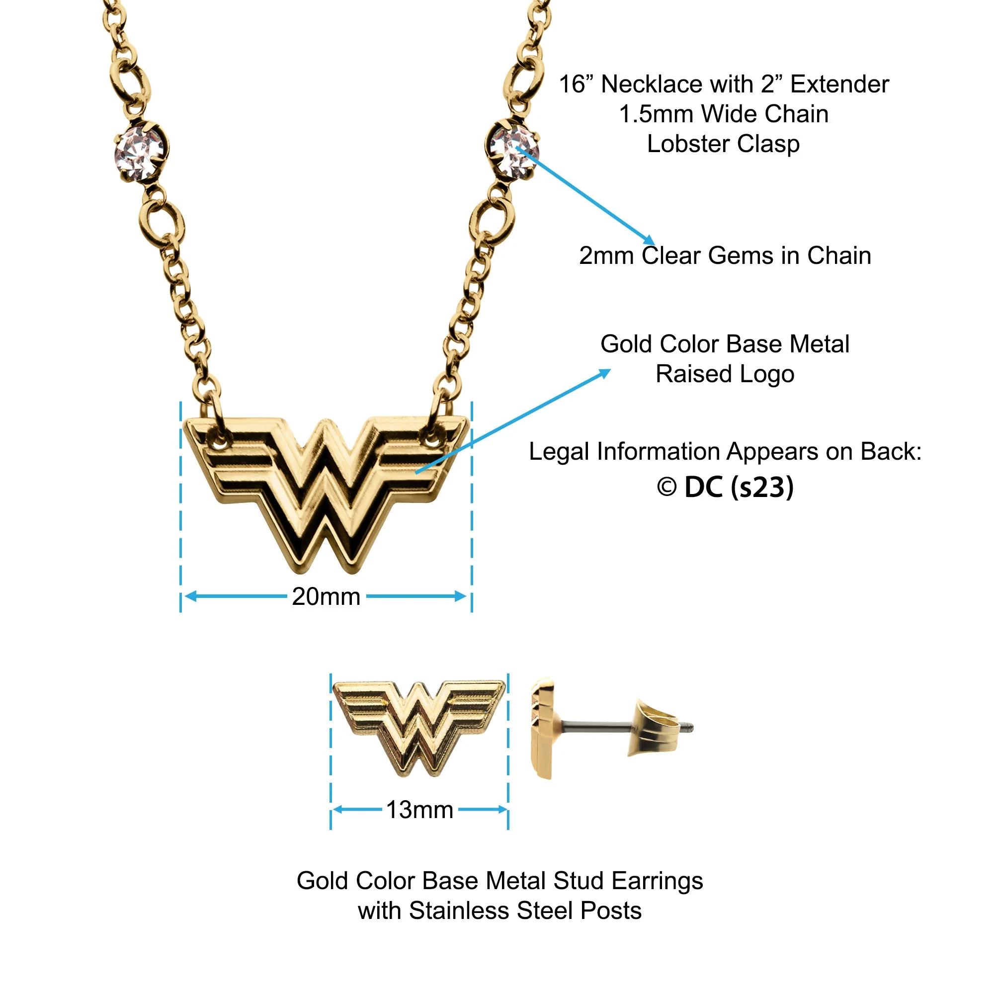 DC Comics Wonder Woman 1984 Necklace and Earrings Set - Image 3