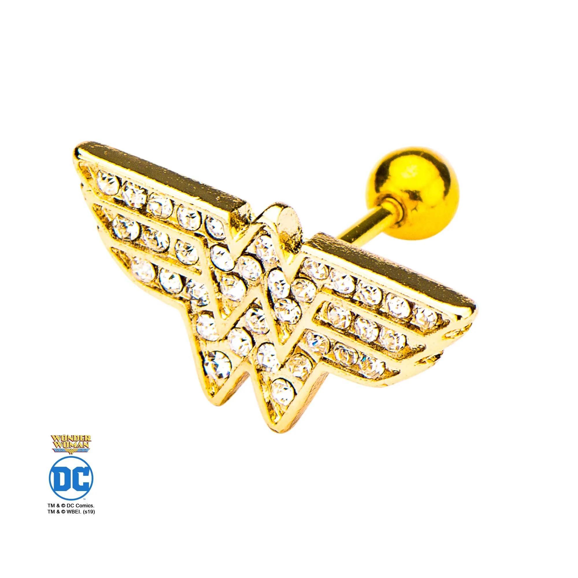 DC Comics Wonder Woman with Clear CZ Cartilage Earrings - Image 2
